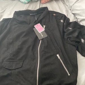 Plus black faux suede biker jacket